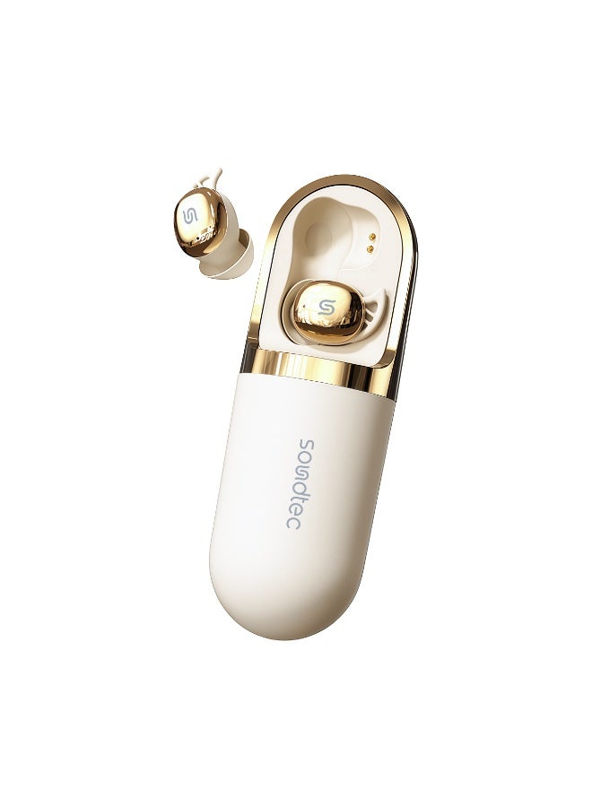 porodo Dream TWS Wireless Earbuds with Skin Massager, Bluetooth 5.3, In-Ear Ergonomic Fit, 4–5H Playtime, 3-Mode Vibration Massage, IPX4 Water Resistance, USB-C Charging - Beige - Image 1